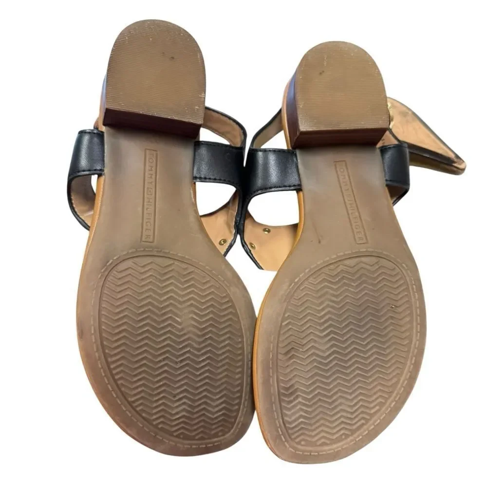 Tommy Hilfiger KIssi Women's Black Thong Low Heel Sandals 6